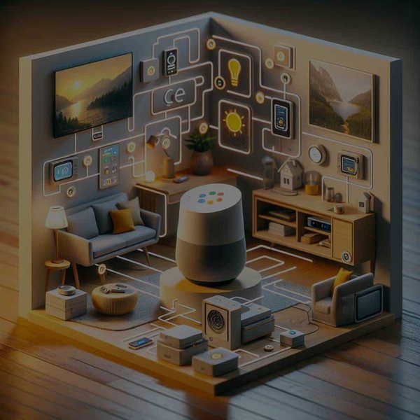 Quelle procédure pour configurer un assistant Google Home pour contrôler des appareils intelligents dans une maison ?